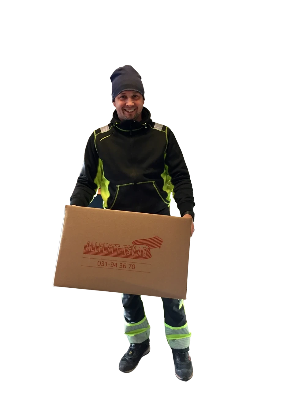 Allflytt-TSV personal bär kartong